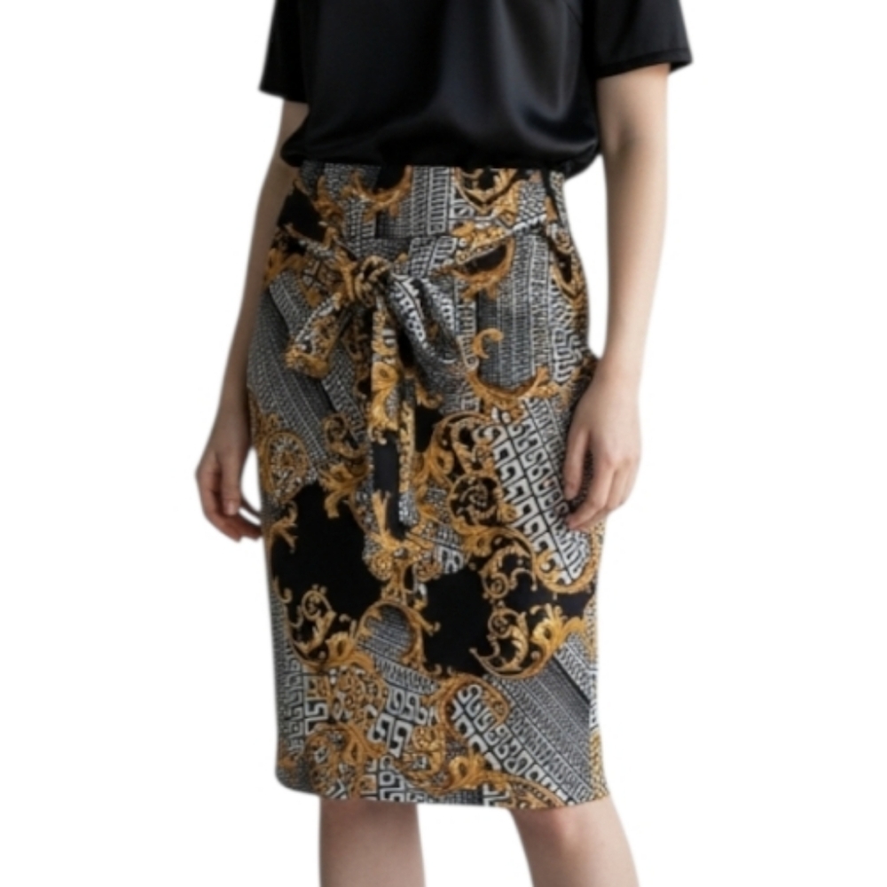 🌟Fitted Printed Skirts With Tie Detail  (2)